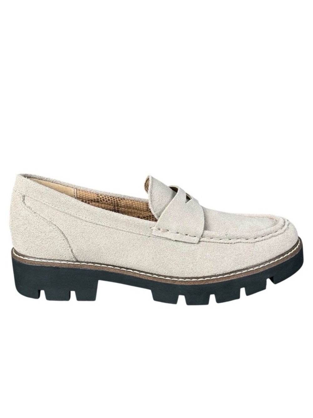House of Harlow Gunner Light Taupe Suede Lug Sole Penny Loafers Slip On 10M